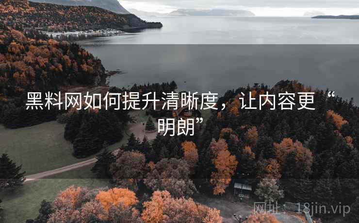 黑料网如何提升清晰度，让内容更“明朗”